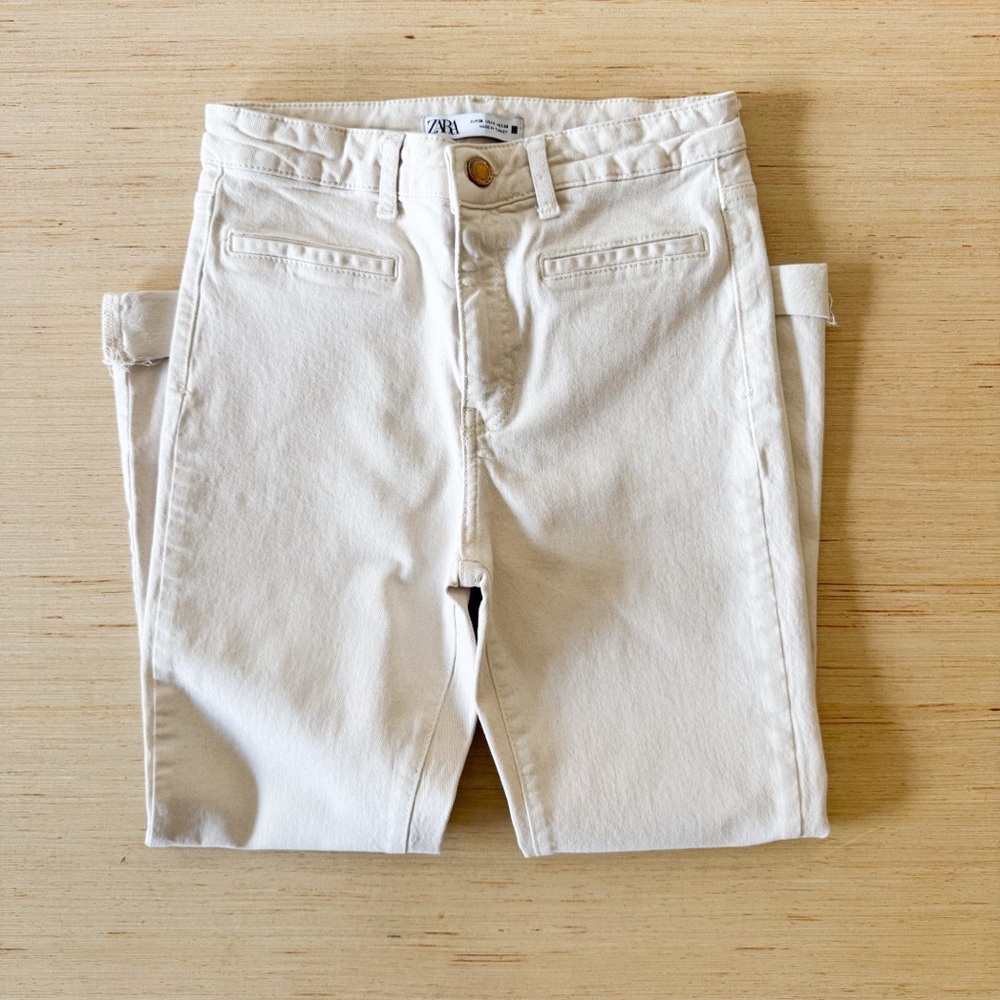 Zara‎ Women's Off-White Straight Leg Jeans Size 6 - Picture 6 of 8